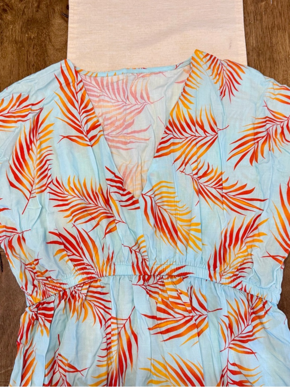 NWT Cupshe Beach Vacation Dress/Cover-up in Light Blue and Orange - Picture 5 of 7